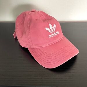 Matte Pink Adidas Original Relaxed Strapback Adjustable Baseball Cap White Logo